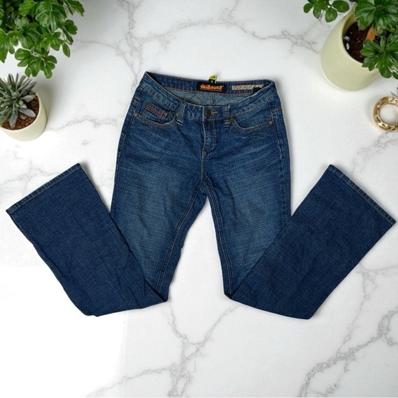 Vintage Y2K Dollhouse Jeans Juniors Size 5 Blue Denim Bootcut Flare Low Rise - Picture 1 of 11